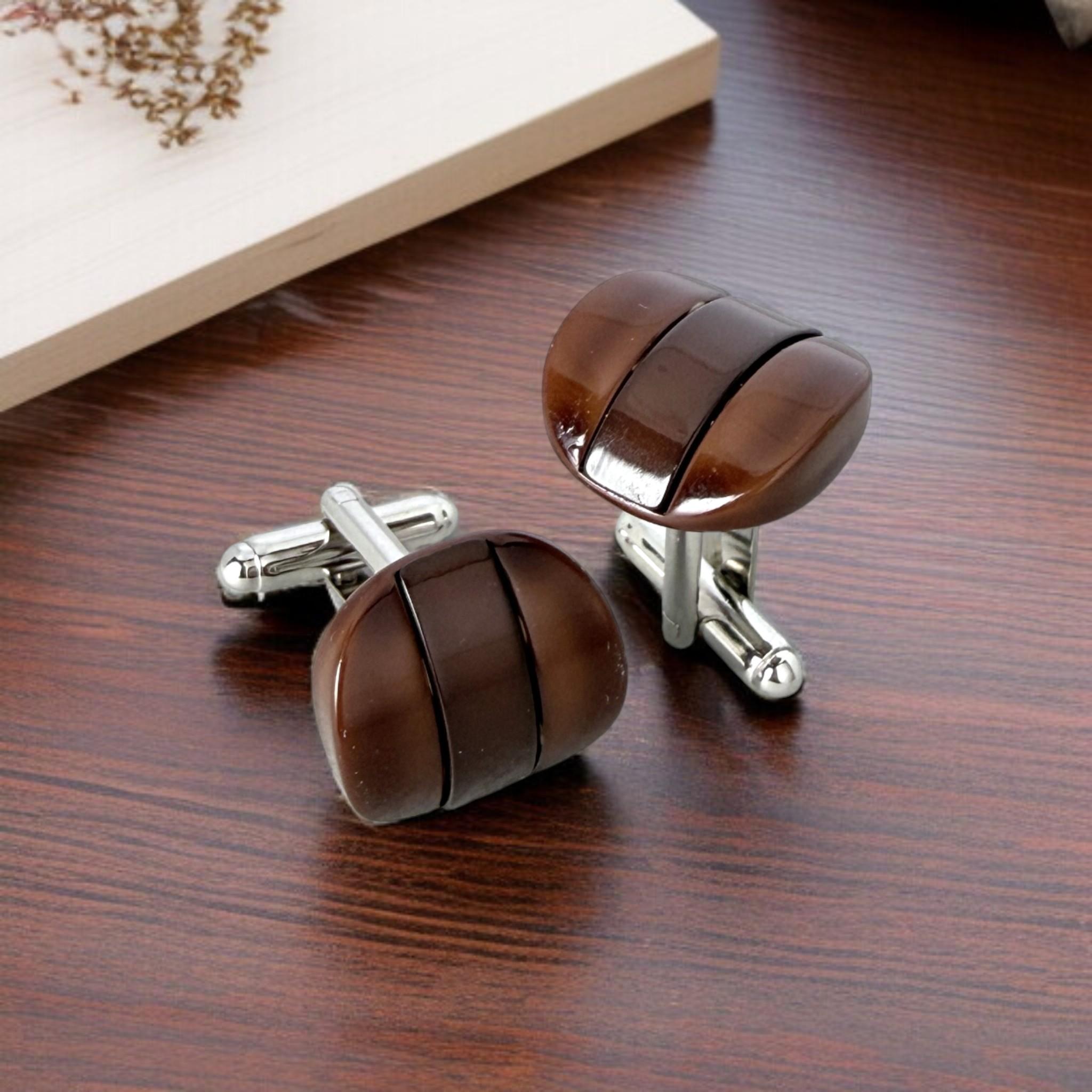 層茶（そうちゃ）Sōcha – Layered Brown カフスボタン Advanced 502